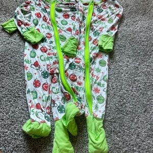 Festive Christmas One Piece Footie - White and Green